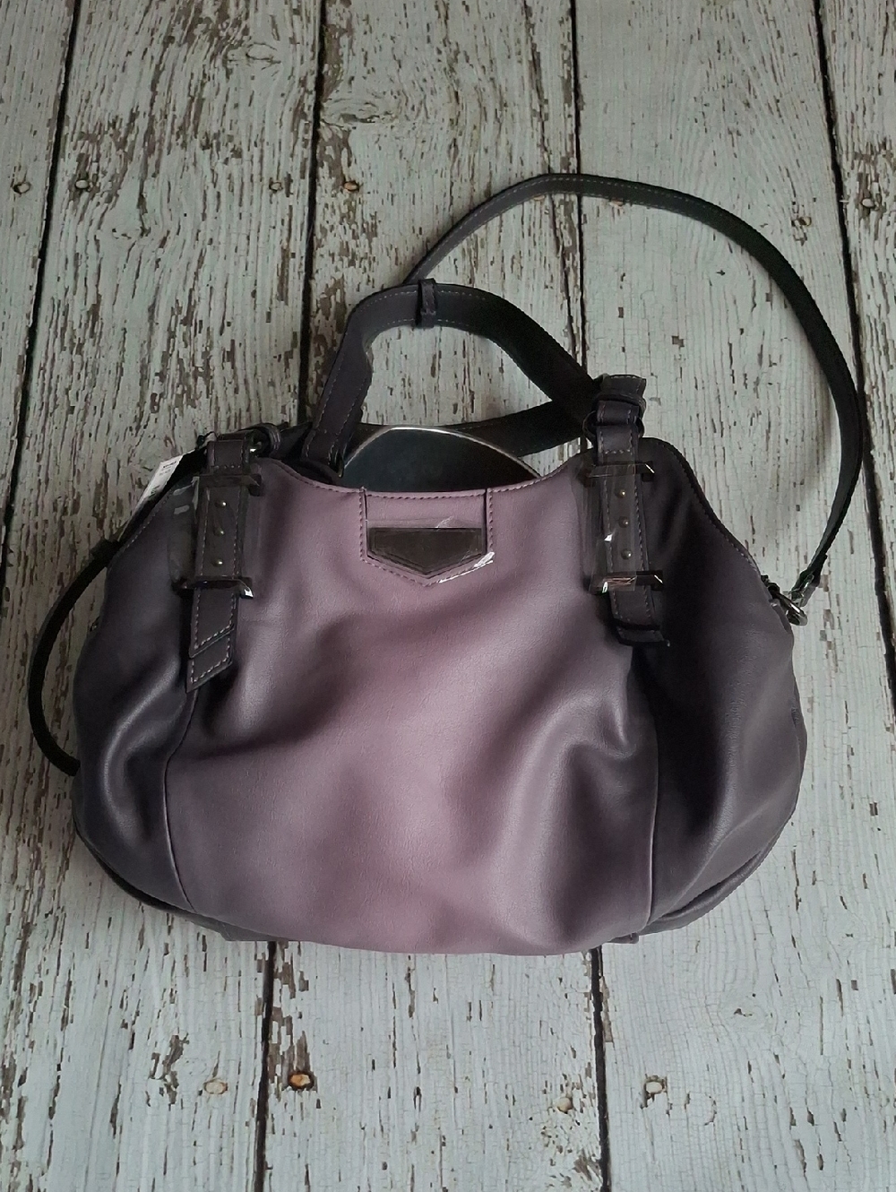 Simply Vera Vera Wang Dusty Lavender Shoulder Satchel with Crossbody Strap